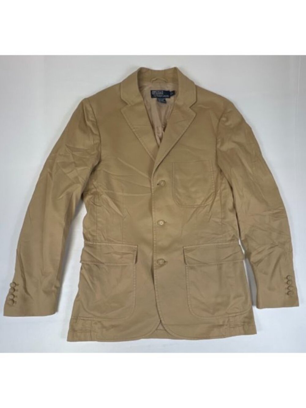 Polo Ralph Lauren Mens S Beige Cotton Blazer Sport Coat Button Front Jacket